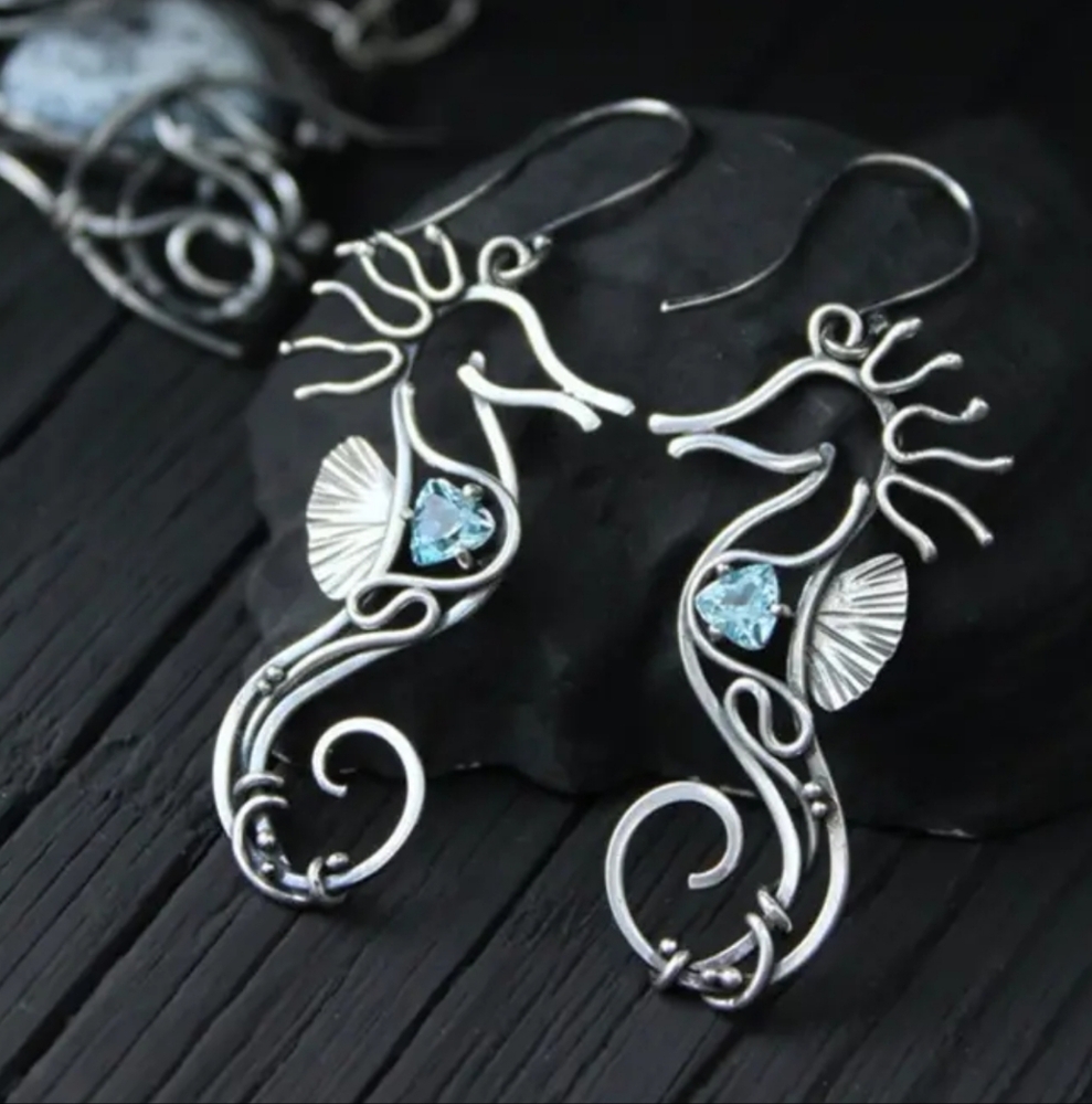 Seahorse style hook top earrings